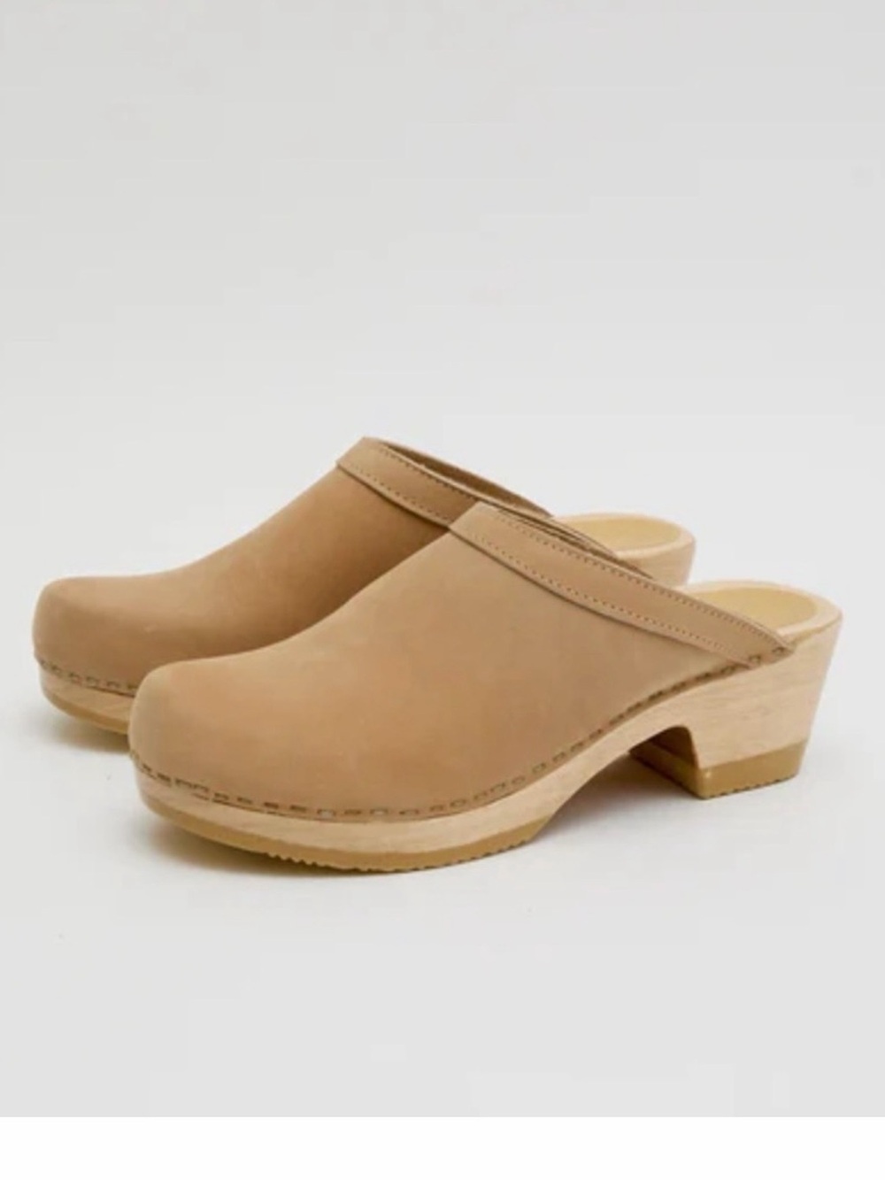 Women’s No. 6 Leather Clog Mules bone nubuck size 39